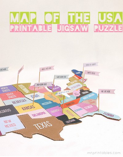 nyomtatható USA térkép puzzle